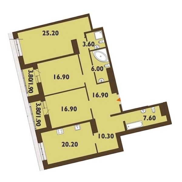 Трехкомнатная квартира в Группа ЛСР: площадь 128.9 м2 , этаж: 14 – купить в Санкт-Петербурге