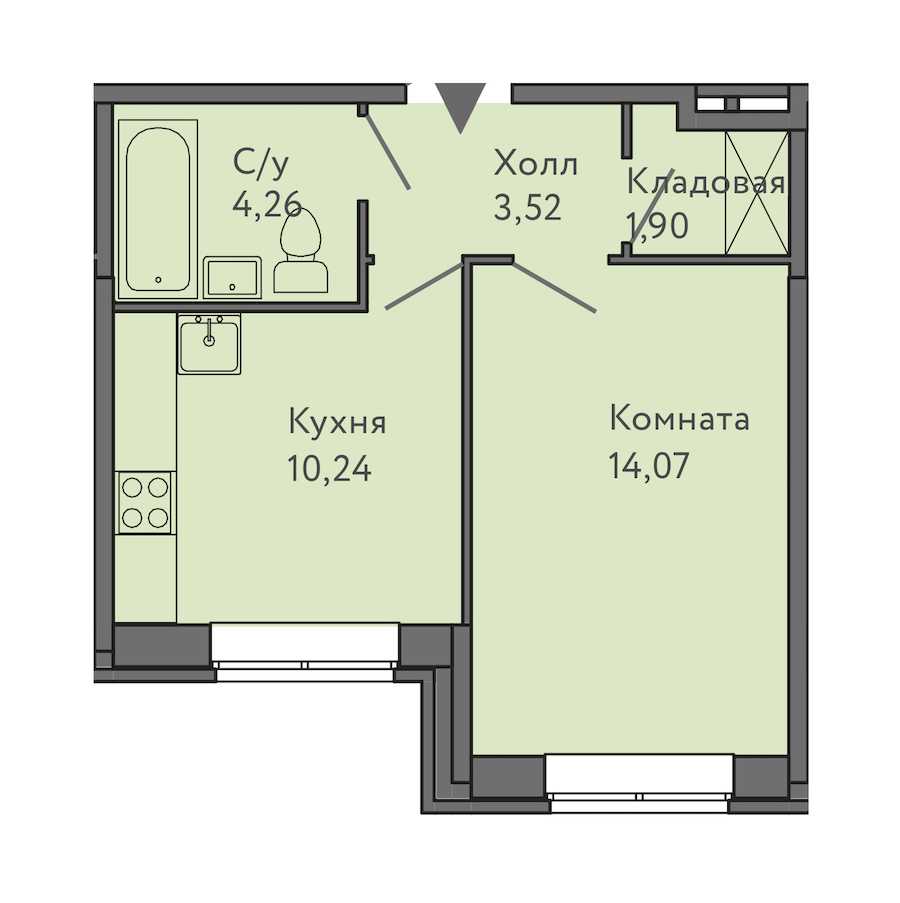Однокомнатная квартира в СПб Реновация: площадь 33.99 м2 , этаж: 1 – купить в Санкт-Петербурге