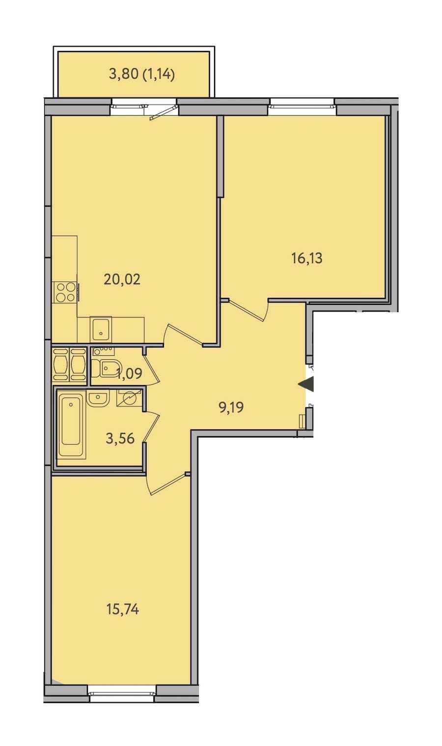 Двухкомнатная квартира в : площадь 66.87 м2 , этаж: 10 – купить в Санкт-Петербурге