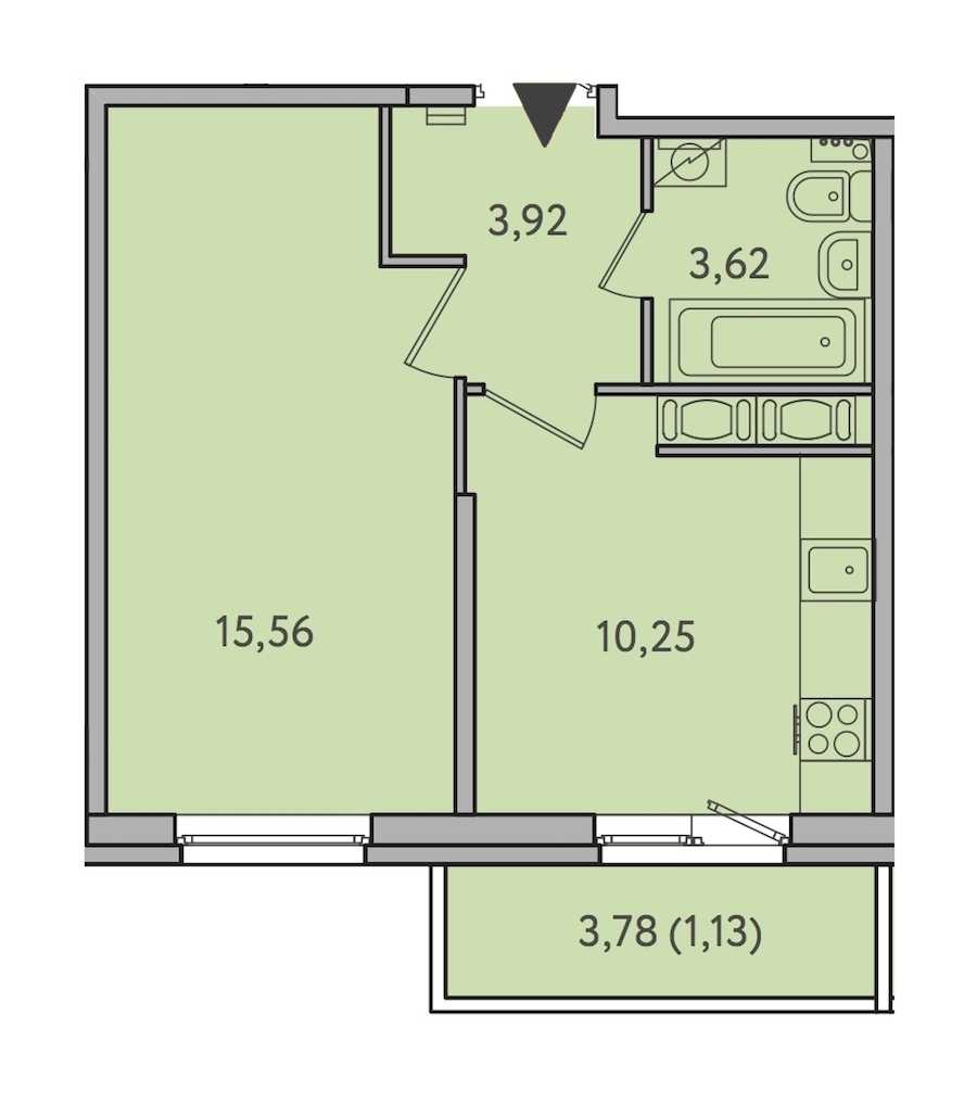 Однокомнатная квартира в : площадь 34.48 м2 , этаж: 9 – купить в Санкт-Петербурге