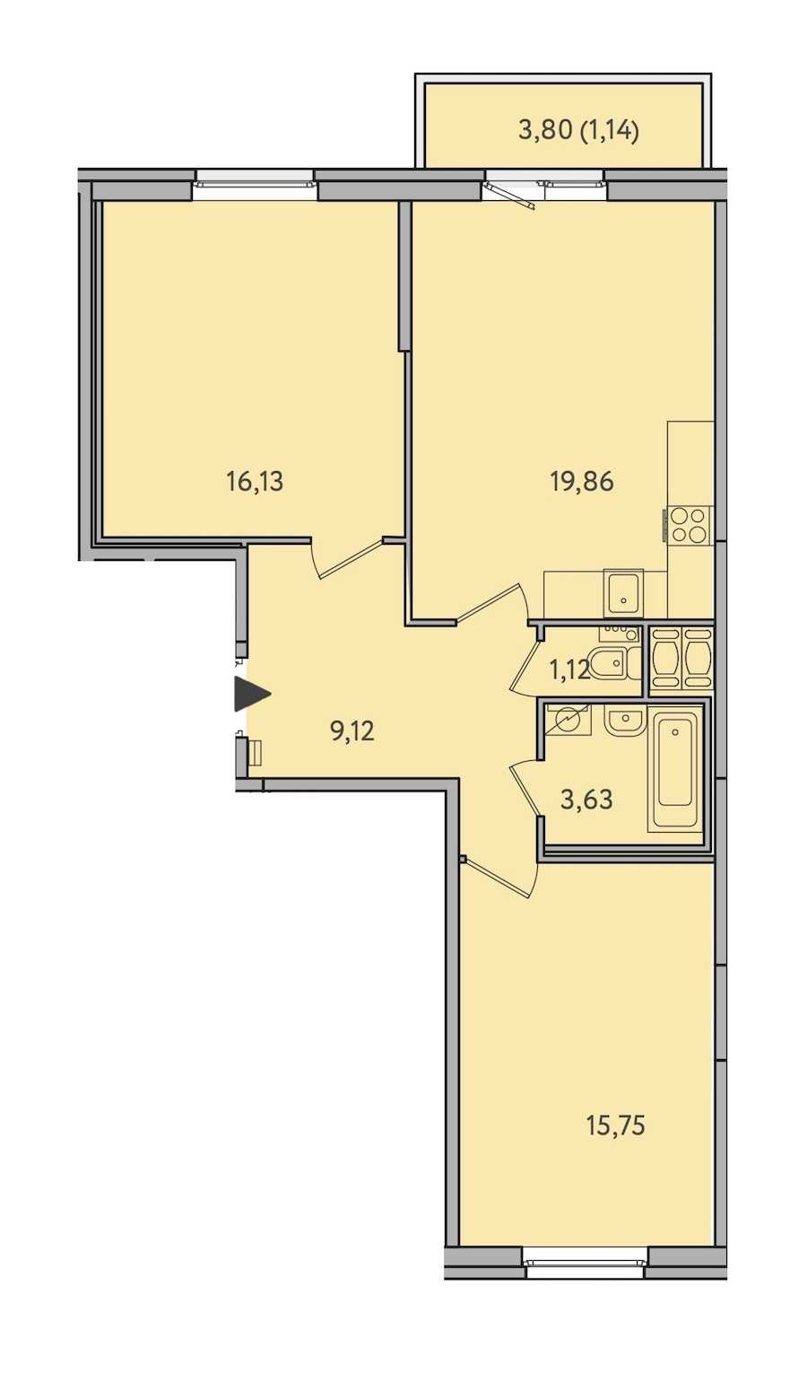 Двухкомнатная квартира в : площадь 66.75 м2 , этаж: 10 – купить в Санкт-Петербурге