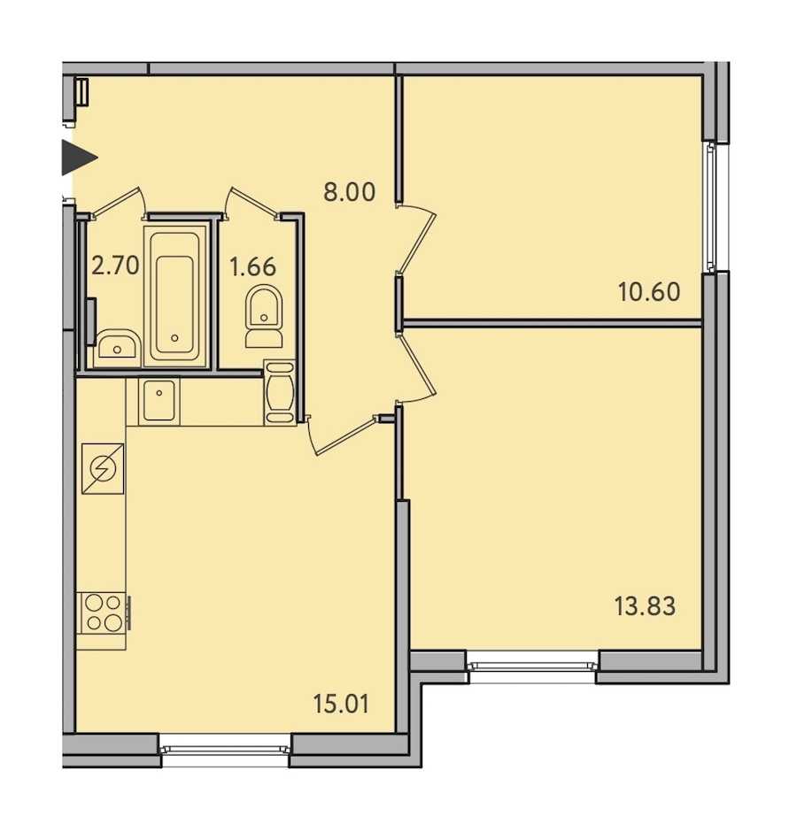 Двухкомнатная квартира в : площадь 51.8 м2 , этаж: 1 – купить в Санкт-Петербурге