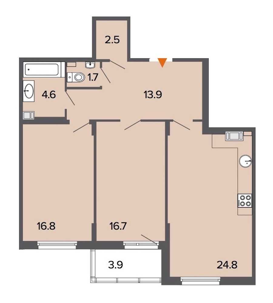 Двухкомнатная квартира в : площадь 81 м2 , этаж: 4 – купить в Санкт-Петербурге