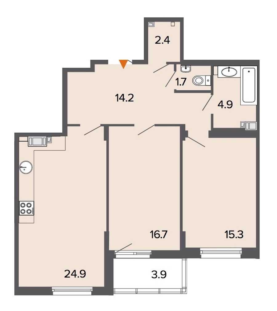 Двухкомнатная квартира в : площадь 80 м2 , этаж: 7 – купить в Санкт-Петербурге