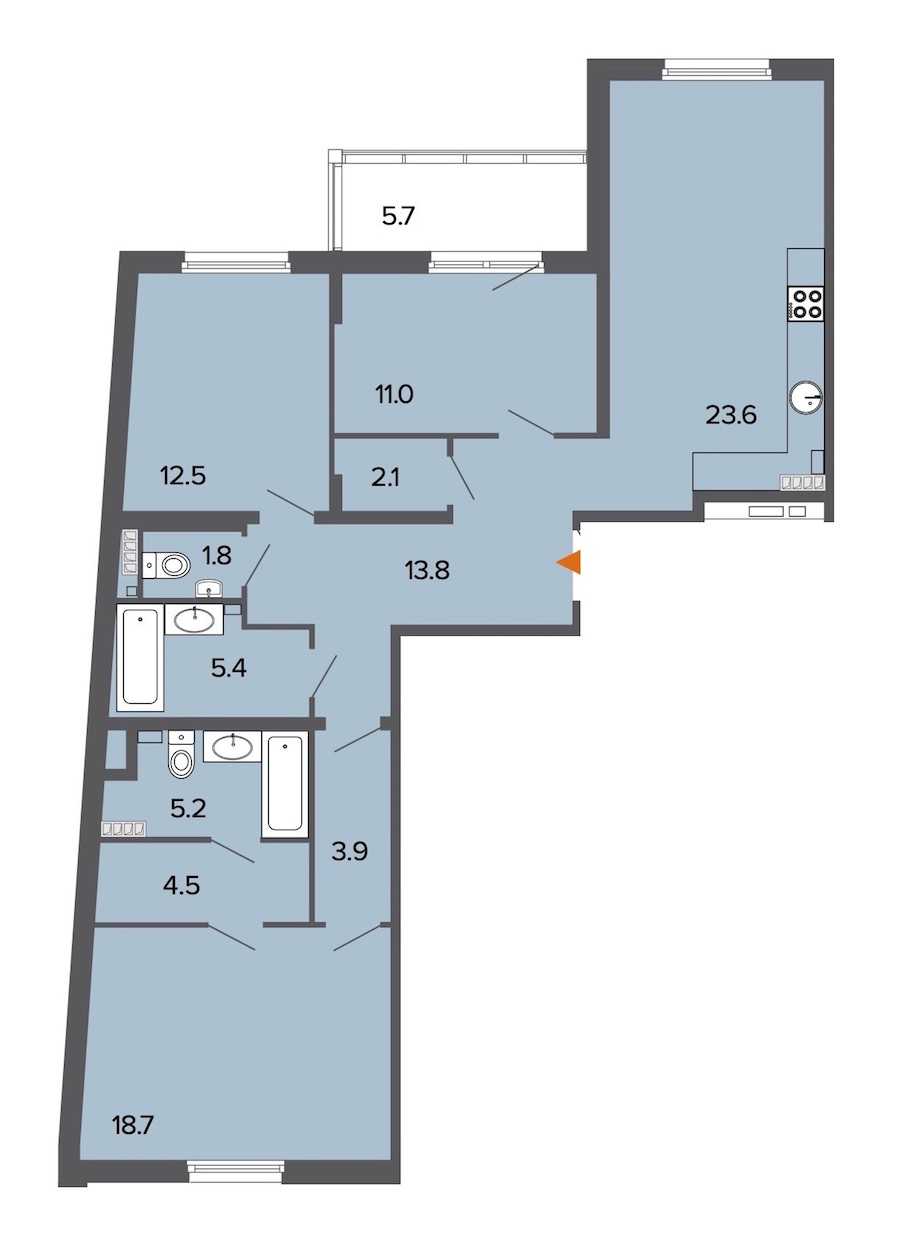 Трехкомнатная квартира в : площадь 102.5 м2 , этаж: 6 – купить в Санкт-Петербурге
