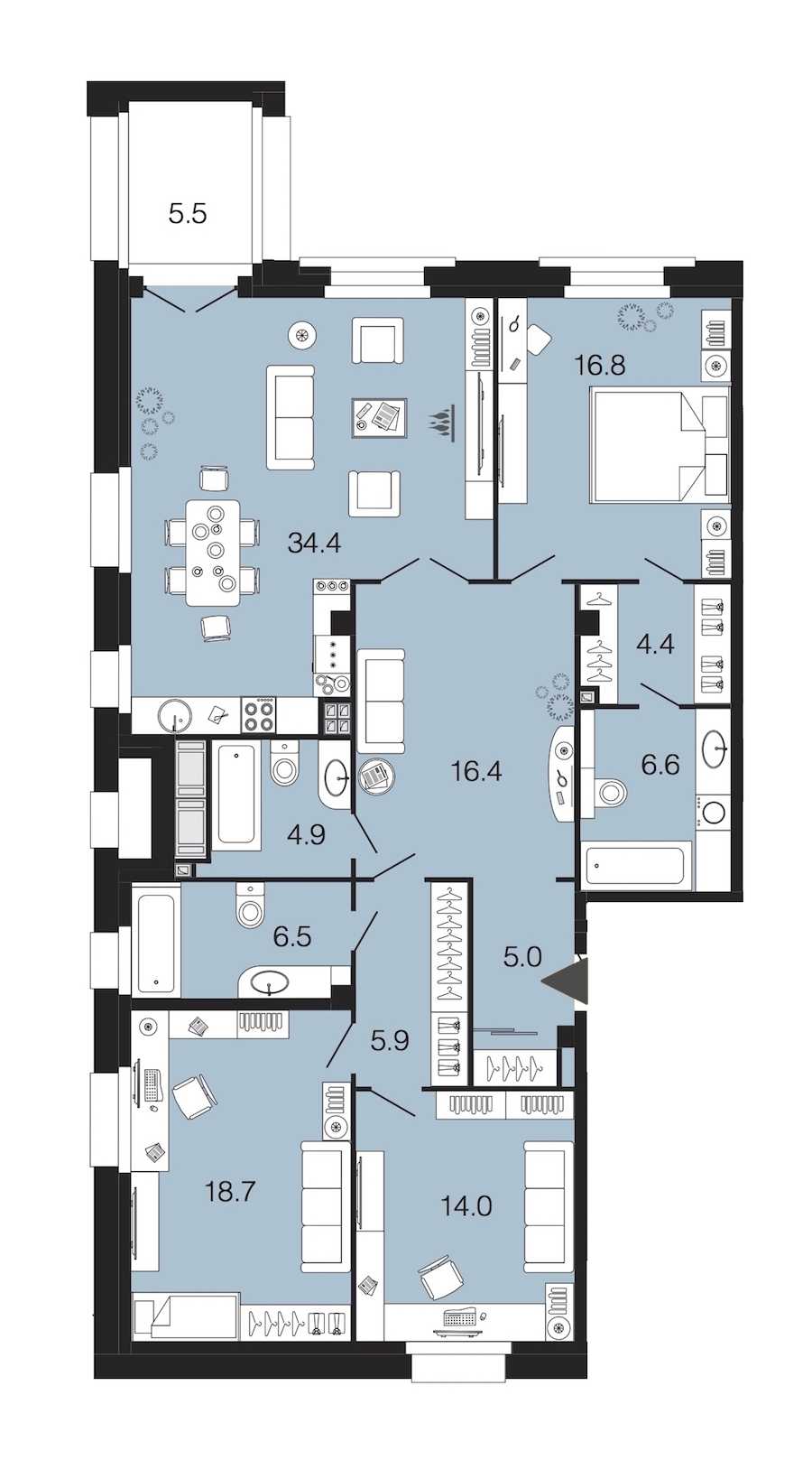 Трехкомнатная квартира в : площадь 133.6 м2 , этаж: 3 – купить в Санкт-Петербурге