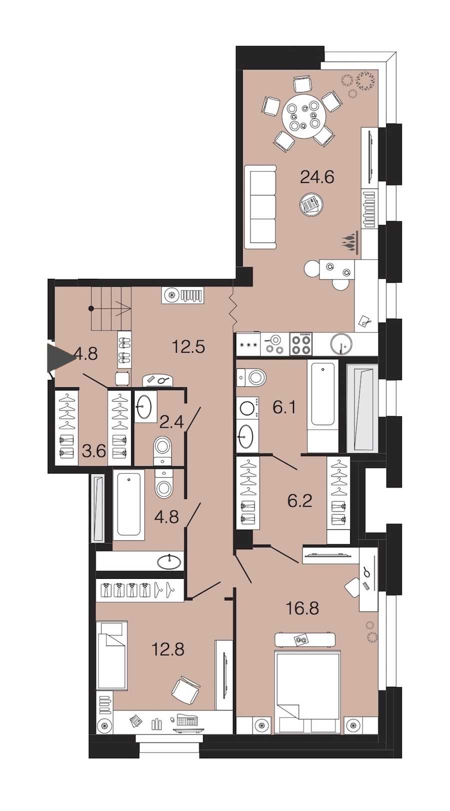 Двухкомнатная квартира в : площадь 94.6 м2 , этаж: 1 – купить в Санкт-Петербурге
