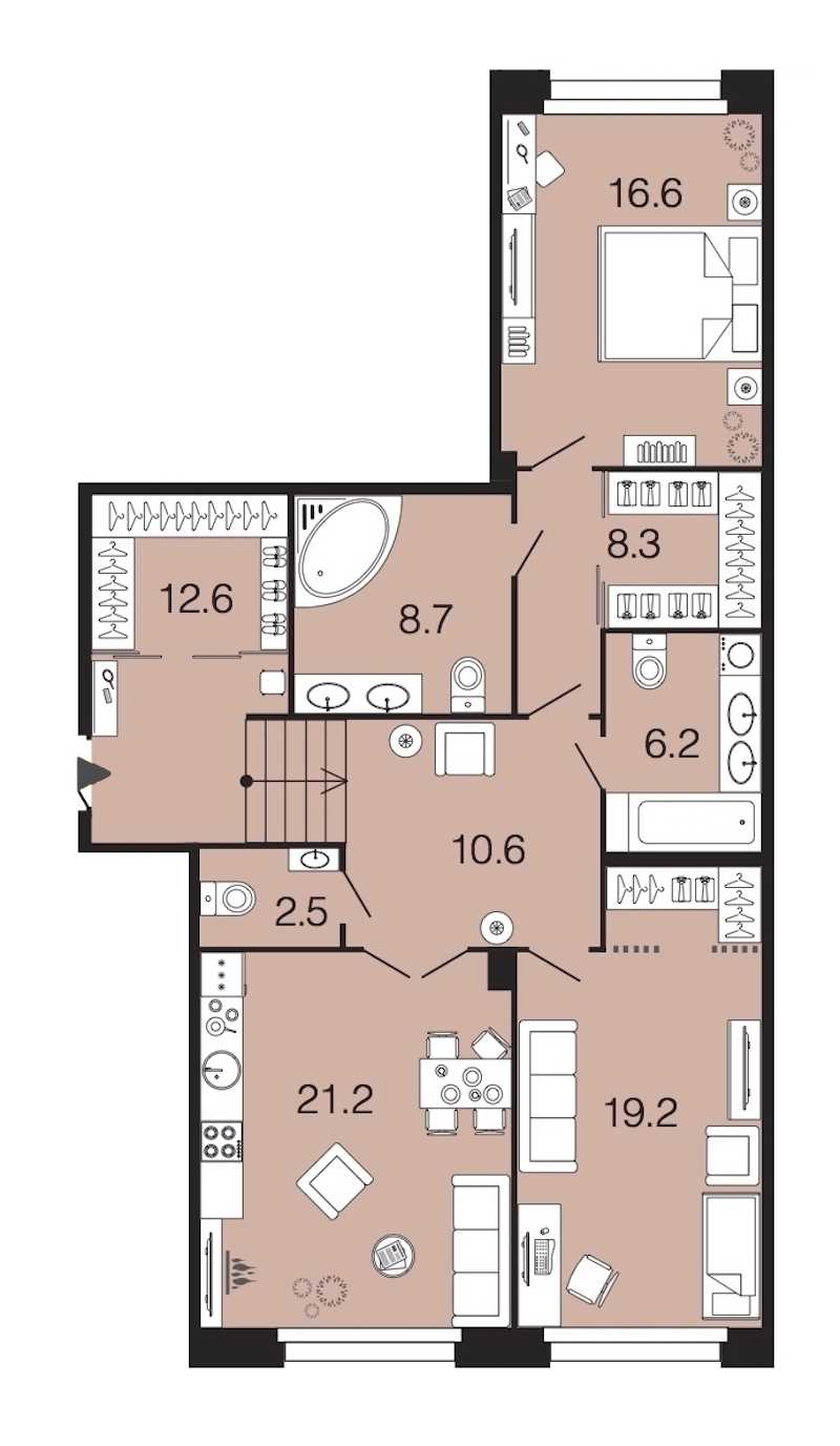 Двухкомнатная квартира в : площадь 105.9 м2 , этаж: 1 – купить в Санкт-Петербурге