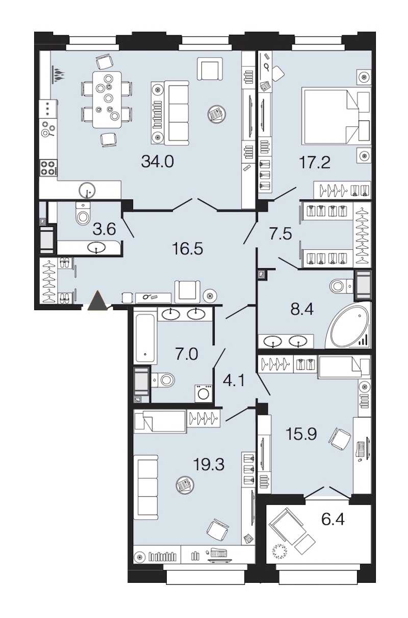 Трехкомнатная квартира в : площадь 133.5 м2 , этаж: 3 – купить в Санкт-Петербурге