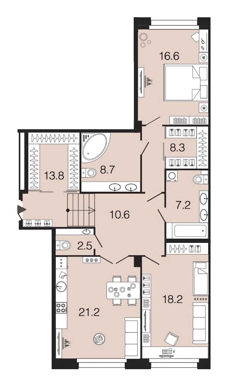 Двухкомнатная квартира в : площадь 107.1 м2 , этаж: 1 – купить в Санкт-Петербурге