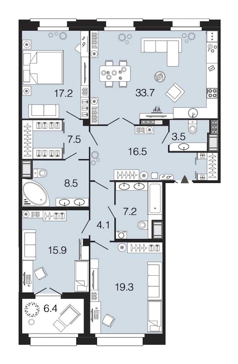 Трехкомнатная квартира в : площадь 133.4 м2 , этаж: 8 – купить в Санкт-Петербурге