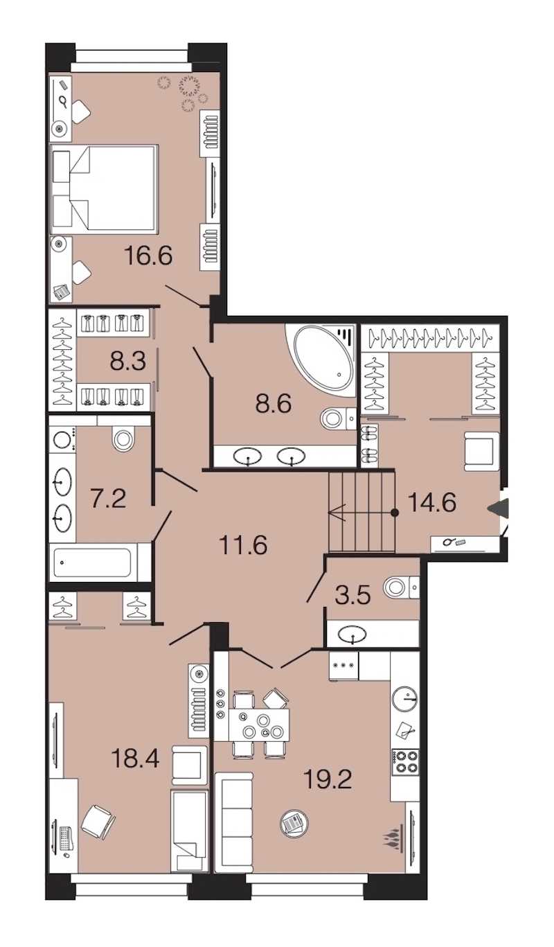Двухкомнатная квартира в : площадь 107.8 м2 , этаж: 1 – купить в Санкт-Петербурге