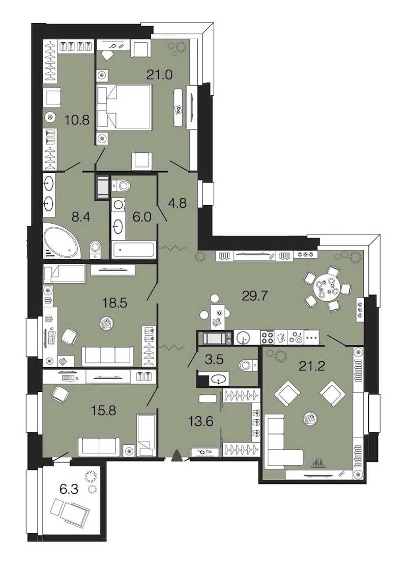 Четырехкомнатная квартира в : площадь 153.3 м2 , этаж: 3 – купить в Санкт-Петербурге