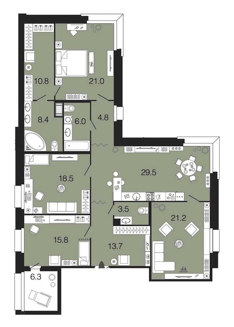 Четырехкомнатная квартира в : площадь 153.2 м2 , этаж: 4 – купить в Санкт-Петербурге