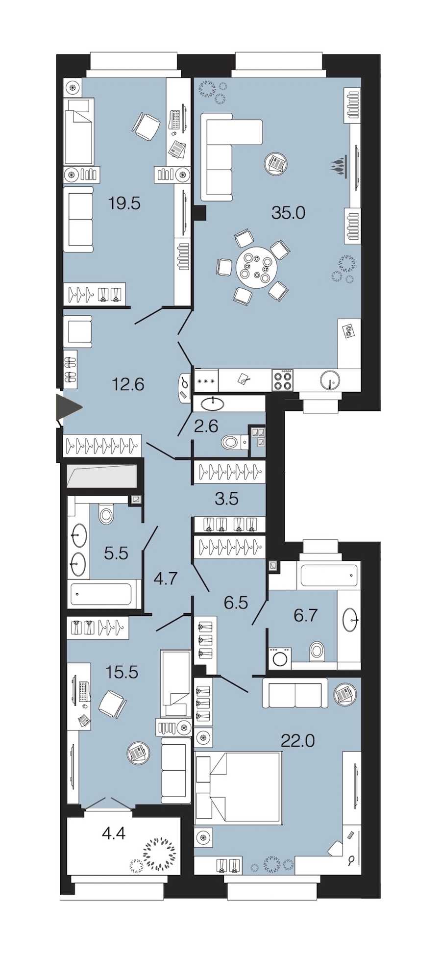 Трехкомнатная квартира в : площадь 134.1 м2 , этаж: 3 – купить в Санкт-Петербурге