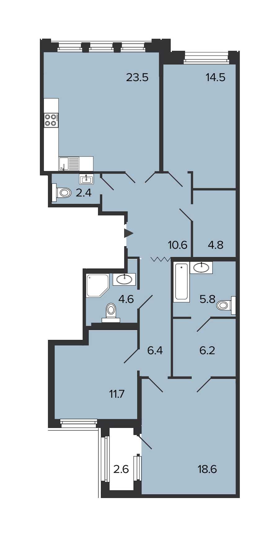 Трехкомнатная квартира в : площадь 109.1 м2 , этаж: 3 – купить в Санкт-Петербурге