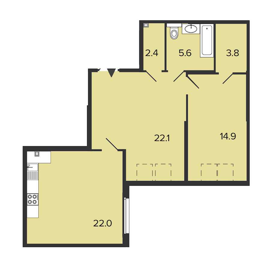 Однокомнатная квартира в : площадь 70.8 м2 , этаж: 4 – купить в Санкт-Петербурге