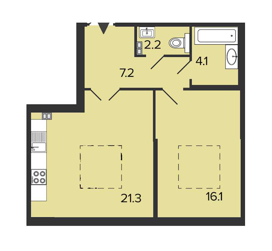 Однокомнатная квартира в : площадь 50.9 м2 , этаж: 4 – купить в Санкт-Петербурге