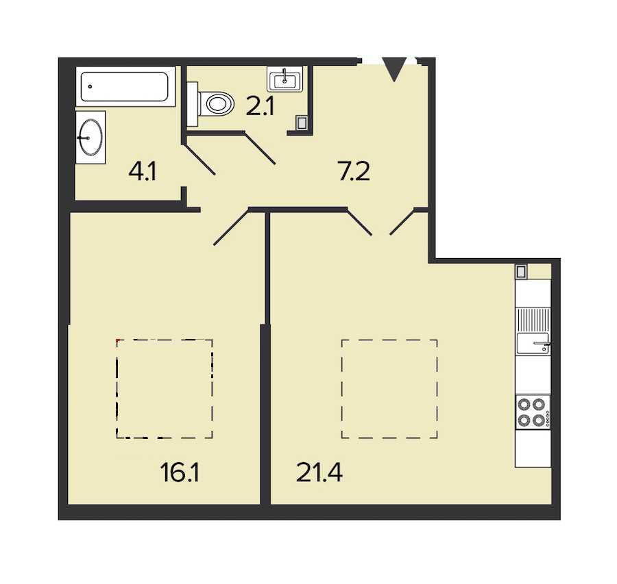 Однокомнатная квартира в : площадь 50.9 м2 , этаж: 4 – купить в Санкт-Петербурге