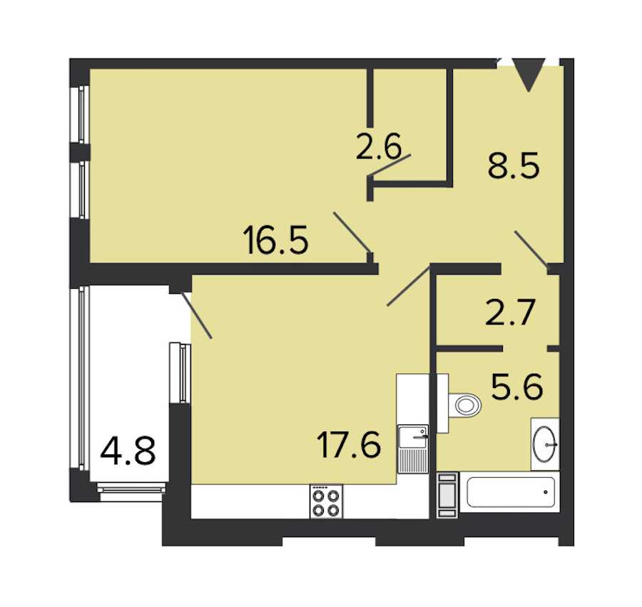 Однокомнатная квартира в : площадь 53.5 м2 , этаж: 4 – купить в Санкт-Петербурге
