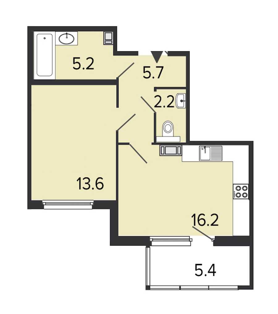 Однокомнатная квартира в : площадь 42.9 м2 , этаж: 7 – купить в Санкт-Петербурге