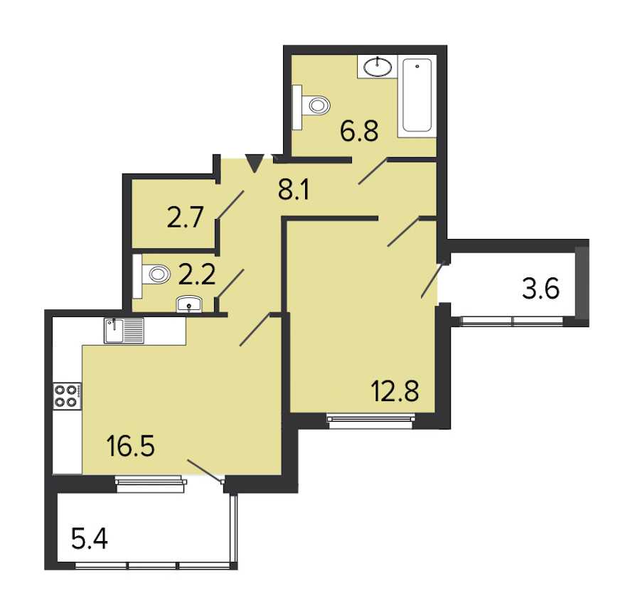 Однокомнатная квартира в : площадь 49.1 м2 , этаж: 2 – купить в Санкт-Петербурге